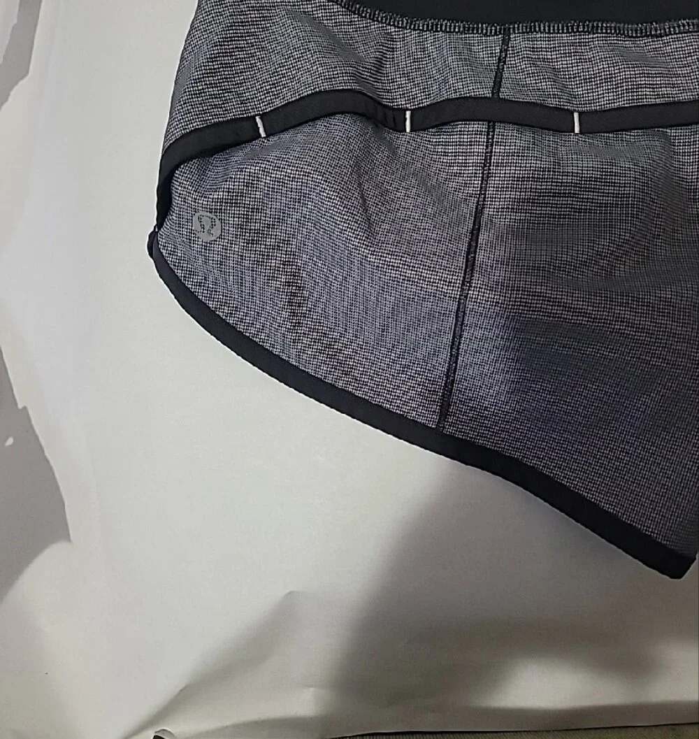 lululemon💎 athletica Heathered Slate Gray Running Shorts with Black Trim